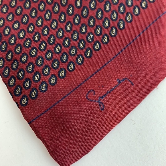Givenchy silk burgundy micro paisley print signature tie vintage in EUC - Picture 3 of 5